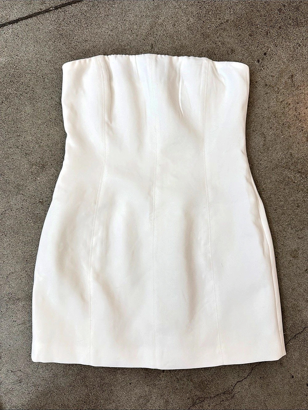 Meshki Maci Crepe Mini Dress Strapless White Size Medium